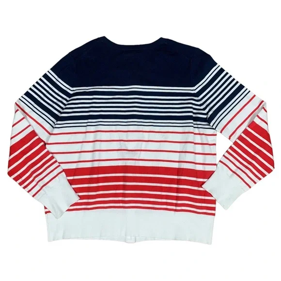 CHARTER CLUB: NWT Women's Striped Red, White, Blue Cardigan - Size Large - Picture 5 of 9